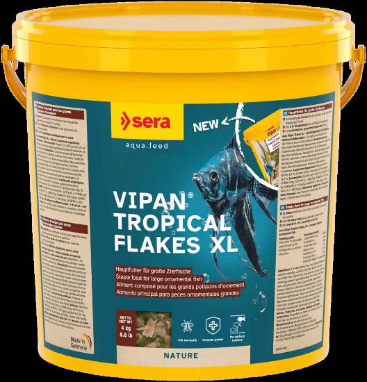 Sera Vipan Nature  - Храна за всички видове рибки с инсекти и пребиотици,без оцветители и консерванти,едра люспа 20 000 мл.4 кг.